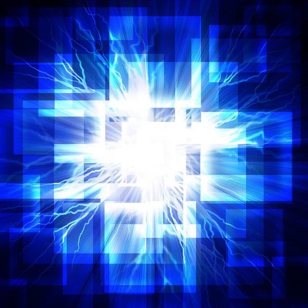 Blaue Quadrate mit Blitz. — Stockfoto