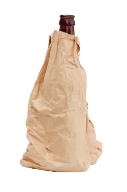 Paper bag with a bottle clipart