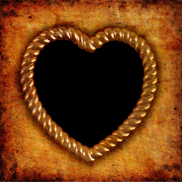 Moldura de imagem de ouro em forma de coração — Fotografia de Stock