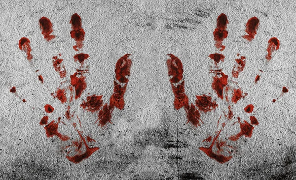 Φόντο με μια εκτύπωση της μια αιματηρή χέρια — Φωτογραφία Αρχείου