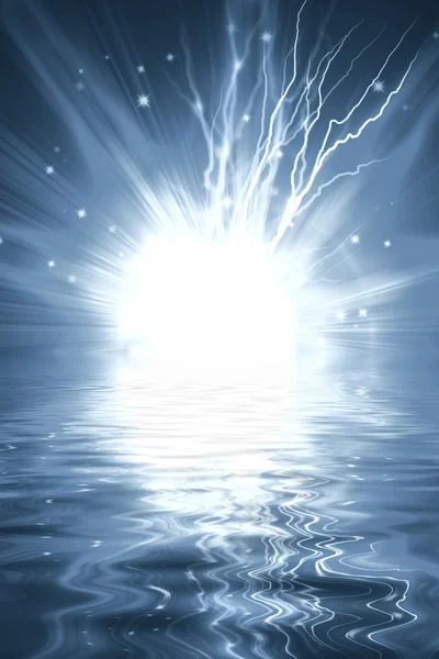 Elektrischer Blitz auf blauem Hintergrund — Stockfoto