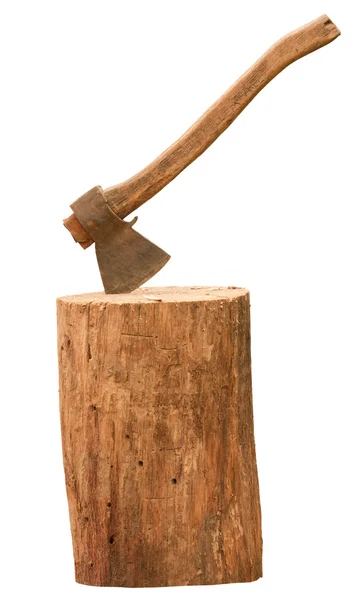 Machado e tronco — Fotografia de Stock