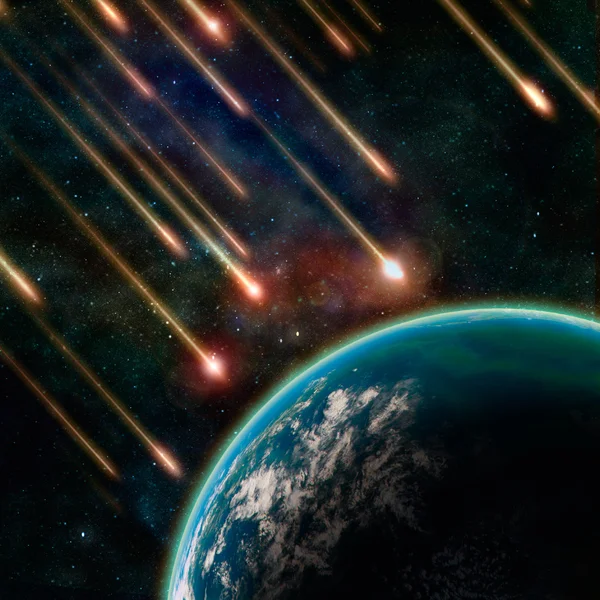 空間飛んで小惑星の地球 — ストック写真