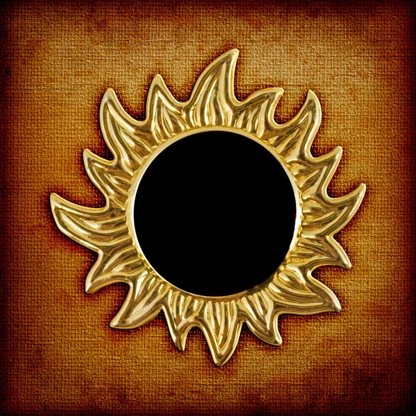 Złota ramka w formie słońca — Zdjęcie stockowe