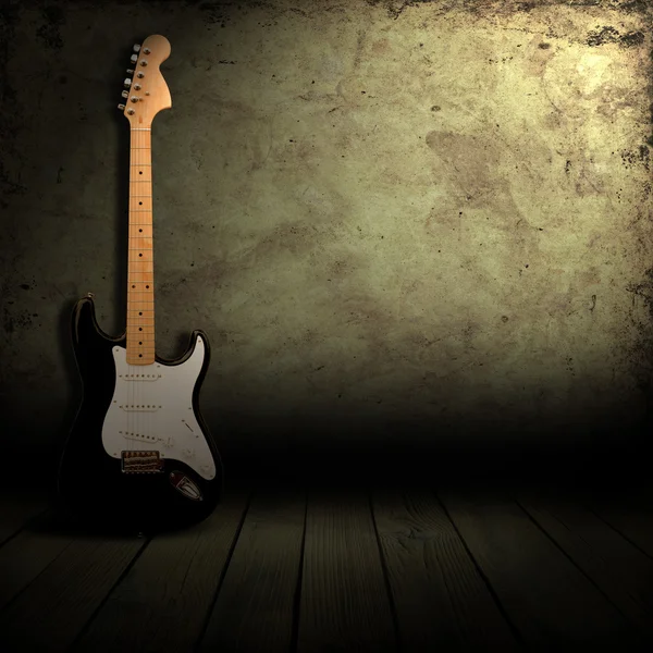Intérieur Grunge avec guitare électrique — Photo