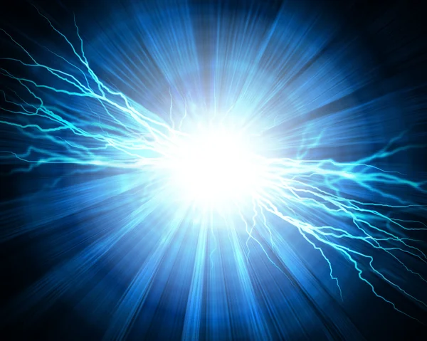 Elektrischer Blitz auf blauem Hintergrund — Stockfoto