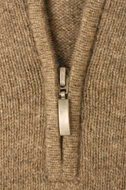 Zipper on the wool fabric textile clipart