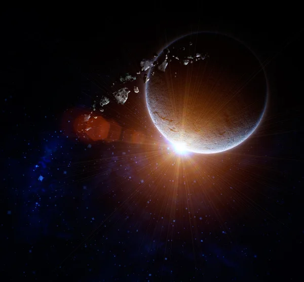 Планета з астероїдом — стокове фото