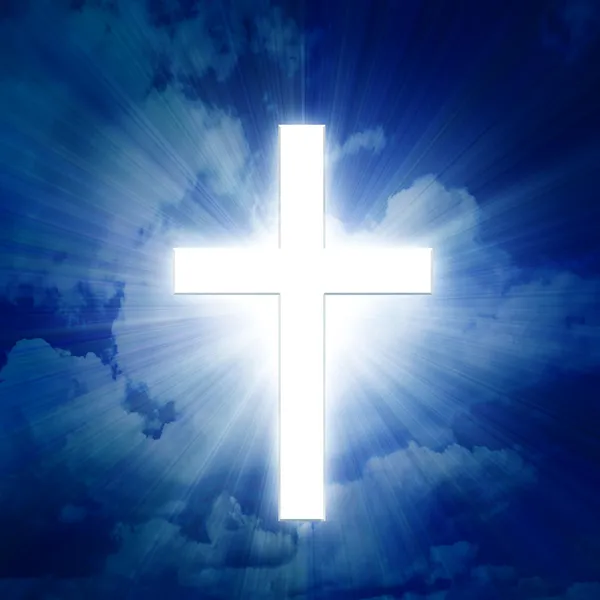 Blauer Himmel mit einem Kreuz — Stockfoto