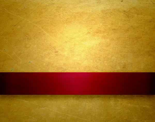 豊富な赤いリボンとゴールドの背景 — ストック写真