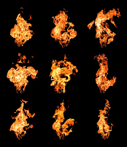 Conjunto de llamas de fuego elevándose alto — Foto de Stock