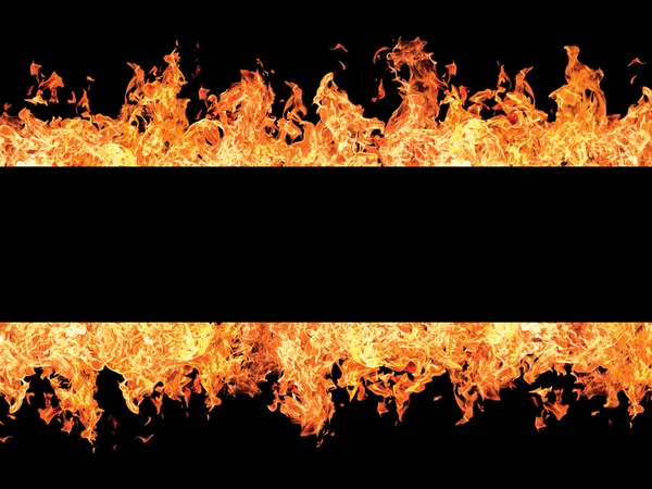 Black stripe and fire flames — Stock Photo, Image