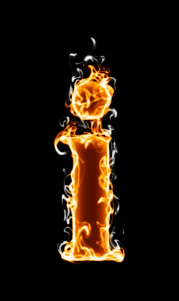 Буква I с эффектом огня — стоковое фото
