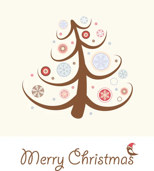 Στυλιζαρισμένη κιμωλία χριστουγεννιάτικο δέντρο με νιφάδα χιονιού — Διανυσματικό Αρχείο