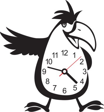 Wall clock parrot sticker. Vector illustration clipart