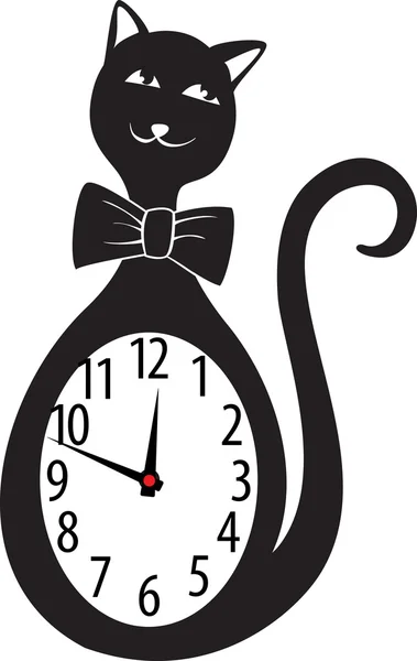 Roztomilé nástěnné hodiny kočka štítku. vektorové ilustrace — Stockový vektor