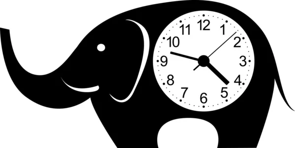Χαριτωμένο ρολόι αυτοκόλλητο ελέφαντας. — Διανυσματικό Αρχείο