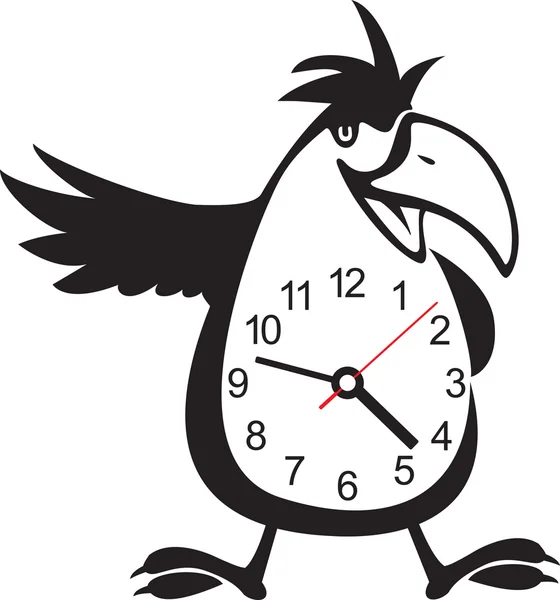 Wall clock parrot sticker. Vector illustration — Stok Vektör