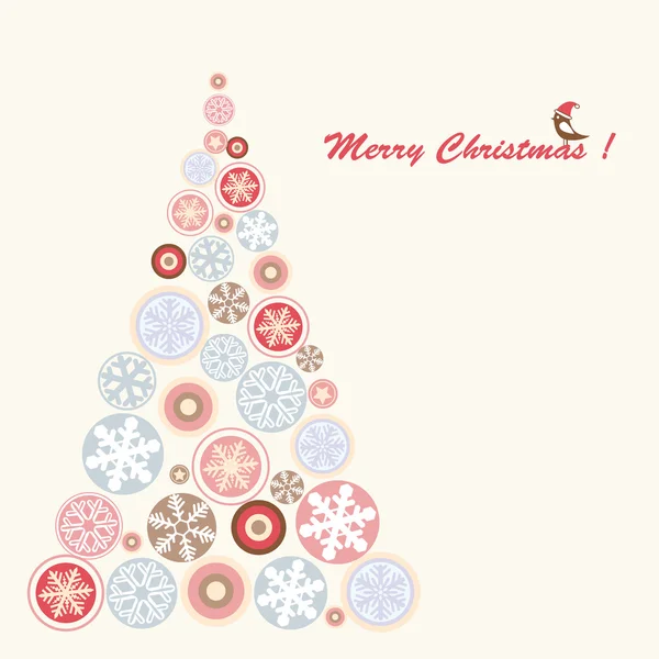 Arbre de Noël rétro stylisé avec flocon de neige . — Image vectorielle