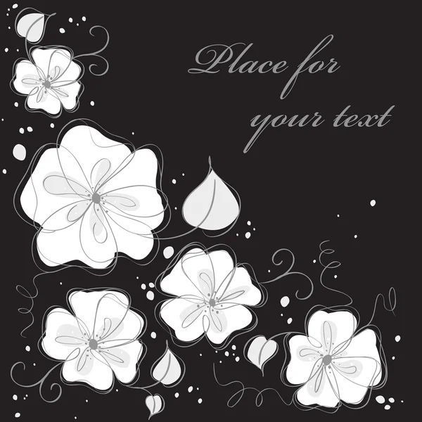 Aranyos fekete virág-kártya háttér. — Stock Vector