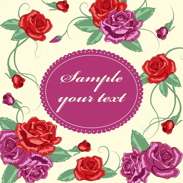 Carte rose florale de voeux. Illustration vectorielle — Image vectorielle