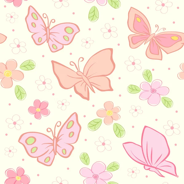 蝶とのシームレスなベクトルの背景 — ストックベクタ