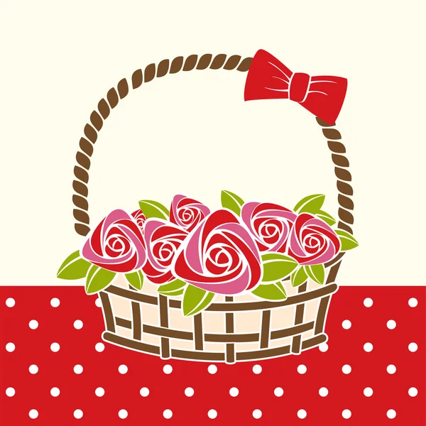 Geschenkkorb mit Rosen. — Stockvektor