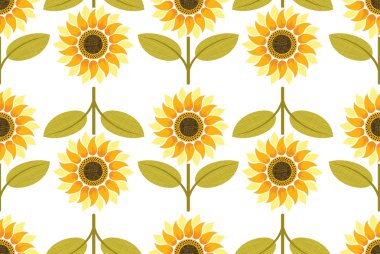 Yellow sunflower seamless pattern clipart