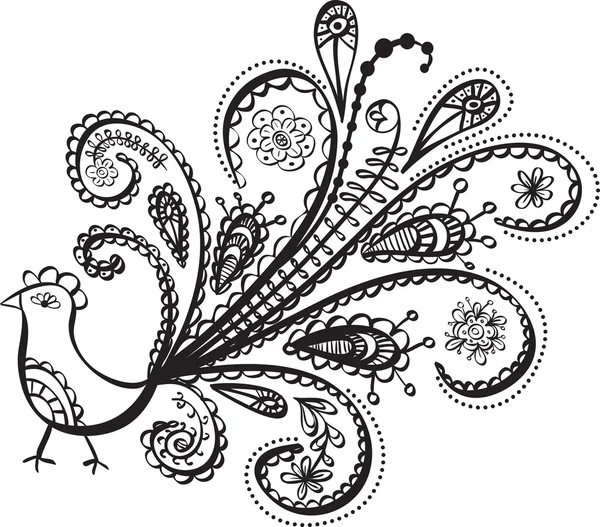 Peacock oiseau ligne art — Image vectorielle