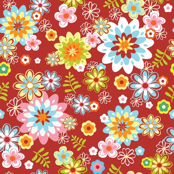 抽象的なシームレスな花のパターン — ストックベクタ