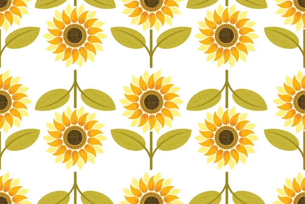 黄色いヒマワリのシームレスなパターン — ストックベクタ