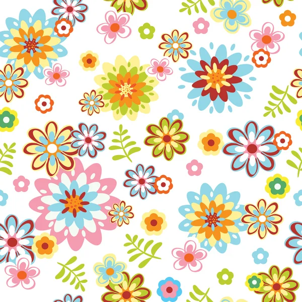 かわいい抽象的なシームレスな花柄 — ストックベクタ