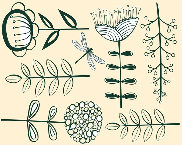 Pola bunga tak berjahit herbarium - Stok Vektor