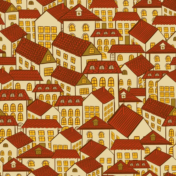 Seamless pattern town houses — Stock Vector