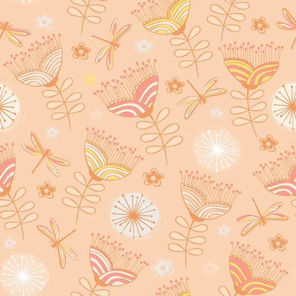 シームレスなビンテージ花パターン背景 — ストックベクタ
