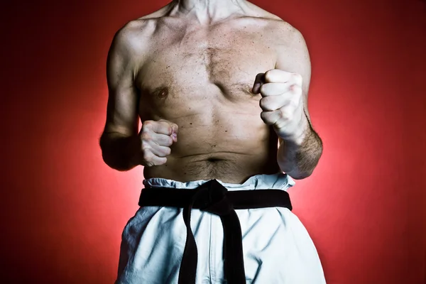 Karate training, sport e fitness in palestra — Foto Stock