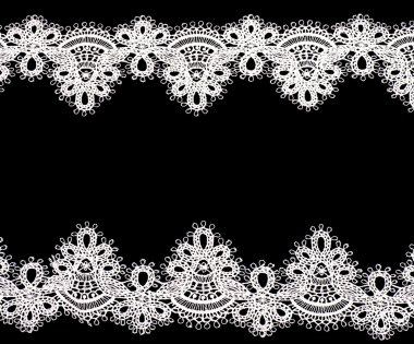 Vintage lace with flowers on white background clipart