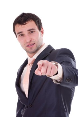 Portrait of a anger business man on white background clipart