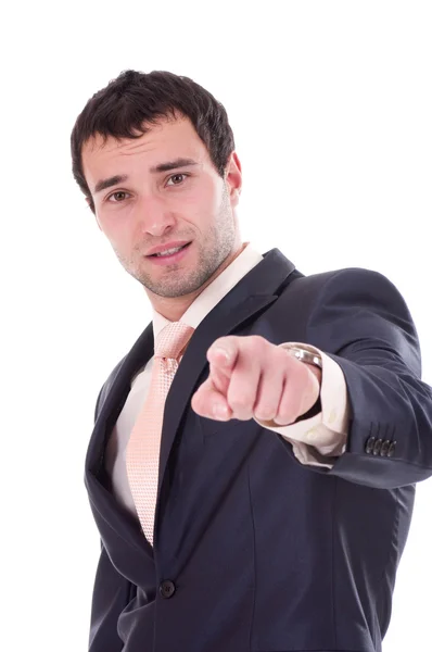 Porträt eines wütenden Geschäftsmannes auf weißem Hintergrund — Stockfoto