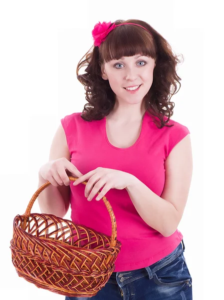 Woman Holding Basket — Stock Photo, Image