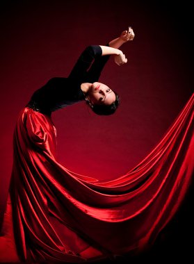 Flamenco Carmen beautiful woman in dress clipart
