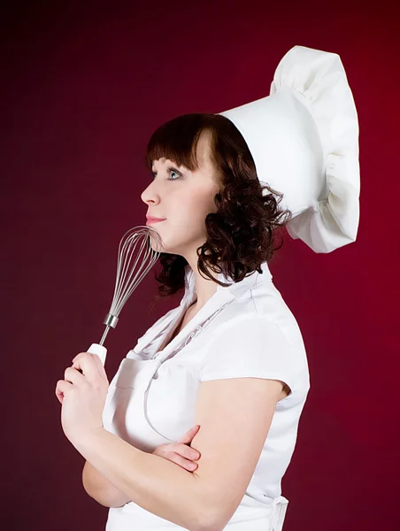 Lachende vrouw gelukkig cook — Stockfoto