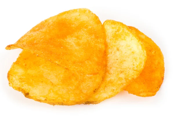 Välsmakande potatischips isolerad på vit — Stockfoto