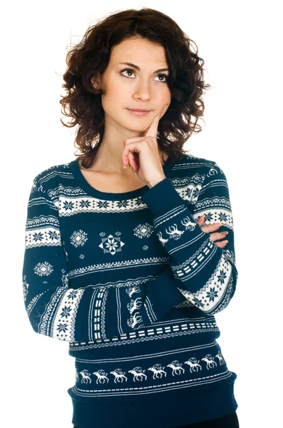 크리스마스 스웨터에 소녀 — 스톡 사진