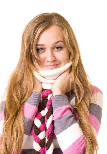 Smiling girl in warm clothes — Stock Photo, Image