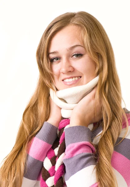 Smiling girl in warm clothes — Stock Photo, Image