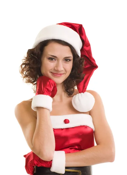 Frau in Weihnachtsmannkleidung — Stockfoto