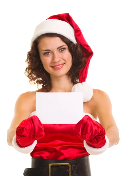 Kobieta w santa claus ubrania na deska — Zdjęcie stockowe