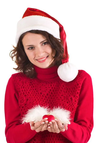 Красивая молодая женщина в одежде Санта-Клауса Лицензионные Стоковые Фото