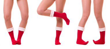 Sexy legs in Santa Claus's sock isolated clipart